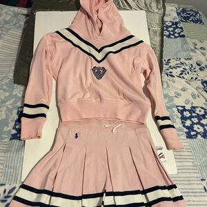Polo Ralph Lauren Pink Hooded Top with Navy Accents